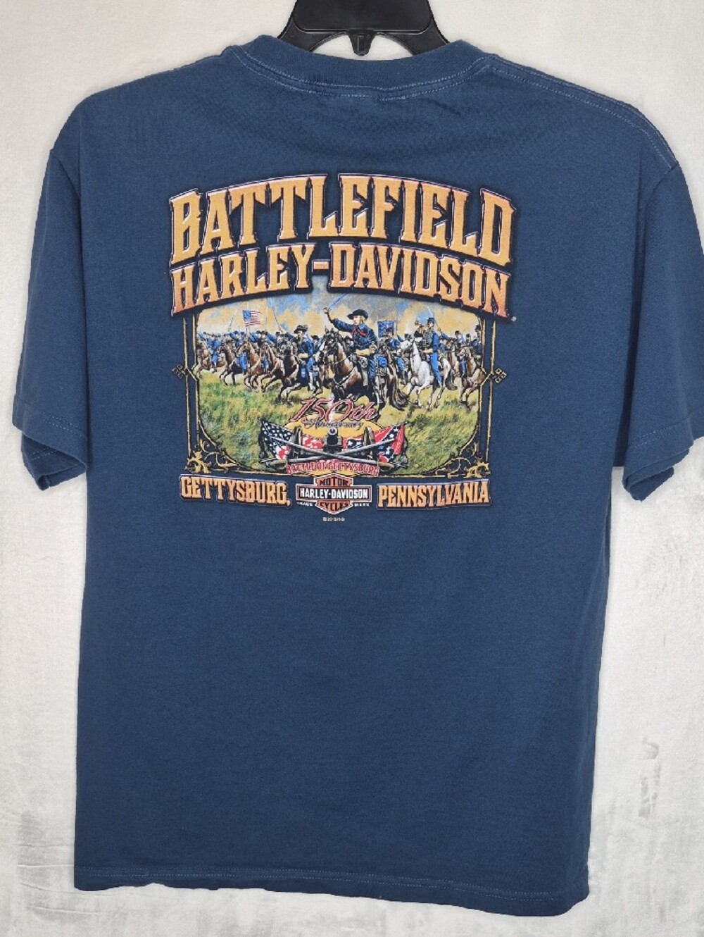 Harley-Davidson 2013 Battlefield Gettysburg PA T-Shirt Navy Blue Men's L